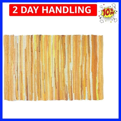 Rug Area Rugs Cotton Mustard 24x36 Inches Multicolour Chindi for Livingroom W... - Image 1 of 4
