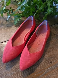 Rothy's The Point rote feste Strick Ballerinas 8 waschbar Stretch leicht - Bild 1 von 6