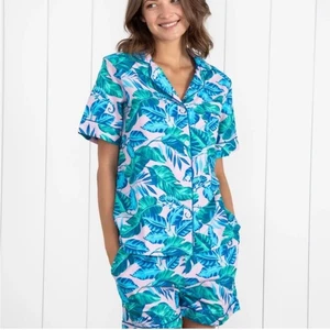 Anthropologie PRINT FRESH Sz XL Pajama Short Set Karma Chameleon Organic Cotton - Picture 1 of 22