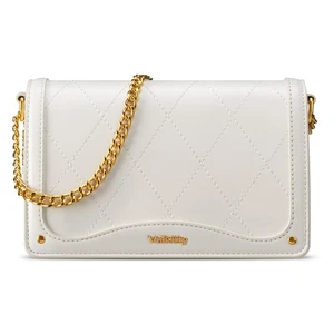 Crossbody Purse for White Quilted Patent Leather Trendy Clutch Bag with Gold ... - Picture 1 of 7