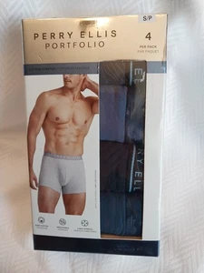 Perry Ellis Portfolio Mens 4-Pack Cotton Stretch Boxer Briefs Blue Small 28"-30" - Picture 1 of 9