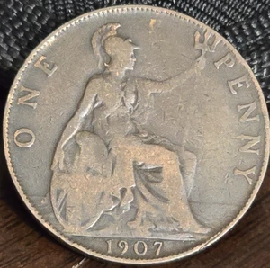 1907 GREAT BRITAIN PENNY - Excellent Coin! - Picture 1 of 2