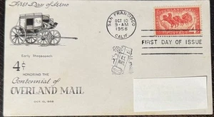 FDC 1958 4C Stamp Honoring Centennial of the Overland Mail w/Personalized Cachet - Picture 1 of 3
