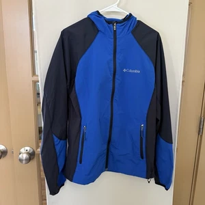 Columbia Hombre Mediano Dos Tonos Azul Con Capucha Ligero Cremallera Completa Chaqueta Abrigo Lluvia - Imagen 1 de 7