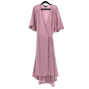 Lulu's Size XS Wrap Dress Short Sleeve Lavender Pink White Polka DOt - Picture 1 of 6