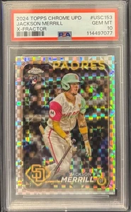 2024 Topps Chrome Update Series - Jackson Merrill #USC153 X-Fractor (RC) PSA 10 - Foto 1 di 2