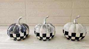 NEW Mackenzie Childs COURTLY CHECK MARBLED MINI PUMPKINS - SET of 3 - Picture 1 of 3