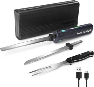 HAUSHOF Elektromesser, Kabelloses Küchenmesser mit 2 Edelstahlklingen - Bild 1 von 9