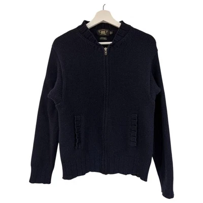 RRL Ralph Lauren Navy Zip Up Wool Cashmere Knit Cardigan Sweater L F/S - Image 1 of 4