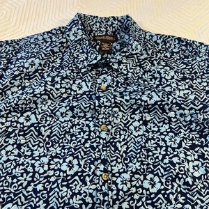 Camisa Hawaiana Cooke Street Para Hombre XL Azul Floral 100% Algodón Nueva Con Etiquetas - Imagen 1 de 4