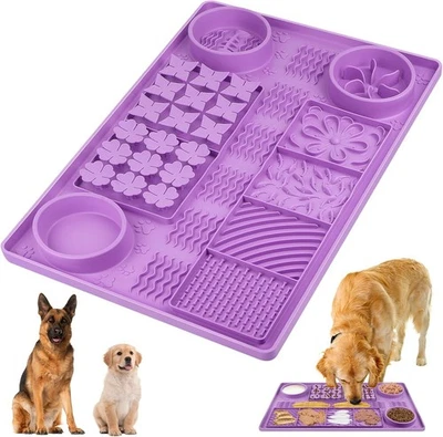 Large Silicone Dog Lick Mat 31.5"x20", Slow Feeder & Training Pad (Purple) - Image 1 of 4