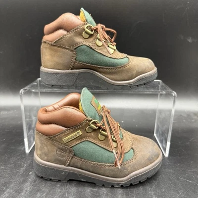 Timberland Bebé Niños Pequeños Talla 10 Botas de Campo Marrón Verde 16837 Carne y Broco Foto 1 de 4