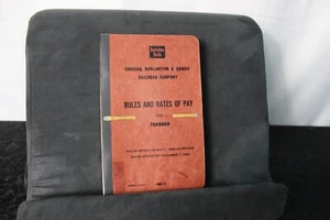 Burlington Route book "Rules and Rates of Pay for Trainment" circa 1928/1952 - Picture 1 of 8