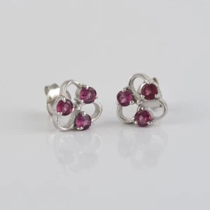 Floral Ohrstecker 925 Sterling Silber Rhodolith American Diamond Jewelry - Bild 1 von 20