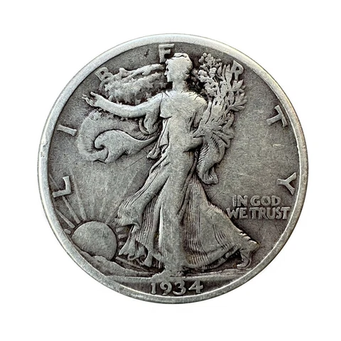 1934 P Walking Liberty Half Dollar 90% Silver 50c Very Fine VF Collected Rarity Cover
