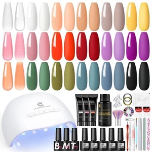 Nail Gel Polish Set with Lamp Nail Varnish Set Poly Nail Extension Gel Set - Picture 1 of 16