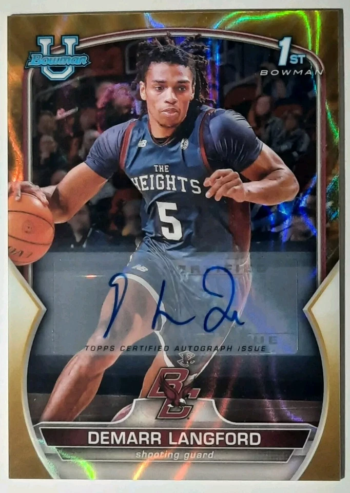 2023 Bowman Chrome University DeMarr Langford Rookie 1st Auto Gold Wave /50 - Image 1 of 2