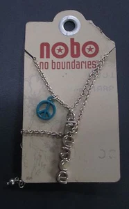NEW Nobo Necklace Silver Colored No Boundaries Peace Sign - Picture 1 of 3