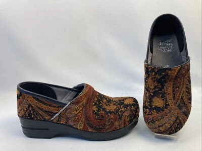 Dansko Shoes Womens Size 9.5 Brown Velvet Clogs Tapestry Paisley Slip On Mules — 第 1/4 张图片