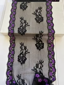 Stretch Floral Embroidered Border Lace Trim/ Mesh/Sewing/Lingerie/6” Wide - Picture 1 of 11