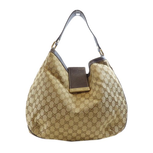 Borsa a tracolla Gucci GG GHW 364834 tela pelle marrone