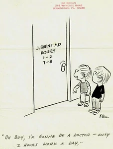 RARE “The New Yorker” Renowned Cartoonist Bo Brown Hand Drawn 8.5x11 Cartoon COA - Picture 1 of 2