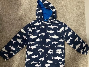 Carters Kids Rain Jacket Classic&Unique Szz M 5-6 Navy Blue W/ White Sharks... - Picture 1 of 4