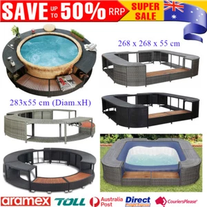 Spa Surround Poly Rattan Round Square Outdoor Garden Hot Tropical Tub Enclosure - Picture 1 of 9