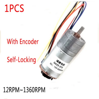 DC 6V 12V 24V High Torque selbstsichernder Schneckengetriebemotor GM25-370 mit Encoder - Bild 1 von 4