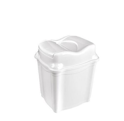 Aupekro Mini cubo de basura para baño con tapa de bambú, cierre suave, 0.8  galones / 3 L, con escalón cuadrado con papelera interior extraíble para