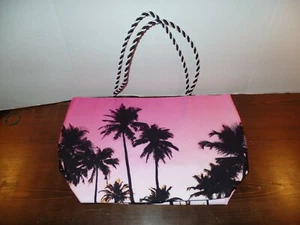 Summer Beach Bag  Tote  Pink Palm Trees by Avon New 19" X 11" - Picture 1 of 4