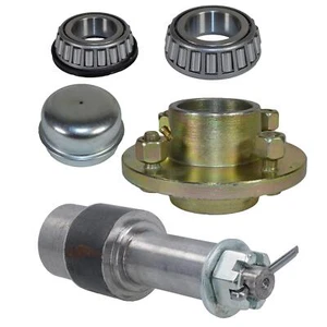 4 Inch PCD Trailer Trolley Wheel Hubs + Bearings With Weld On Stub Axle 1pk - Picture 1 of 6