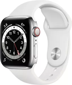 APPLE SERIE 6 40MM GPS + RELOJ CELULAR CON BANDA DEPORTIVA BLANCA M02U3LL/A PLATEADO - Imagen 1 de 3