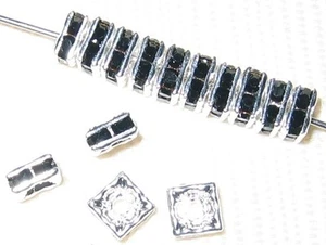 20 cuentas cuadradas Swarovski 6x6 mm plata/negro azabache SQ609 - Imagen 1 de 1