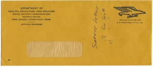 OFFICIAL MAIL Social Security Dept Of HEW envelope - New London, CT 1969 - Picture 1 of 1