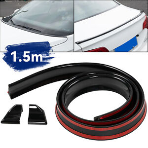 59" Gloss Black Car Rear Wing Lip Spoiler Tail Trunk Boot Roof Trim Sticker 1.5M
