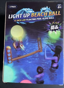 4 Pack-12 in. LED Light Up Floating Pool / Beach Glow Balls w/8 Light Modes - Picture 1 of 2