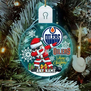 Personalized Edmonton Oilers Christmas Led Acrylic Ornament Hanging Decor Gift - Picture 1 of 6