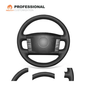 Cubierta de volante de coche de cuero auténtico negra para Volkswagen VW Touareg Phaeton - Imagen 1 de 8