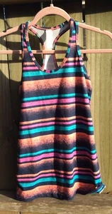 Ivivva Lululemon GIRLS Sz 14 Multicolor Stripe Racerback Tank Top Stretch - Picture 1 of 7