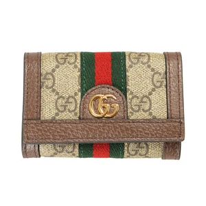 Portafoglio donna Gucci Ophidia GG in pelle con rifiniture - Foto 1 di 5