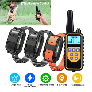 Remote Electric Dog Training Collar Rechargeable Waterproof Shock Anti Bark - Picture 1 of 19