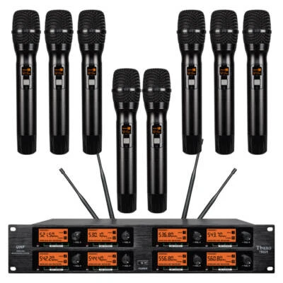 Frequencies B Wireless Microphone System UHF 8 Channel 8 Handheld Metal Mic Ktv - Image 1 of 4