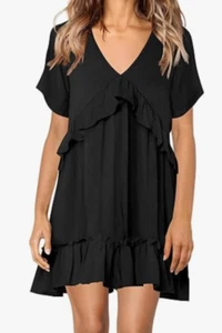 NEW Atizon Women's Sundress V Neck Short Sleeve Tunic Dress Size Large - Picture 1 of 1