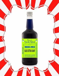 Shaved Ice Syrup - BLUE COTTON CANDY FLAVOR IN LONGNECK QUART SIZE #1SNOBALL - Picture 1 of 1