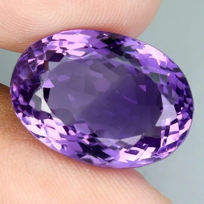 Oval Cut Natural Unheated Top Purple Amethyst Uruguay 19.69ct 19x14mm Gemstone - Image 1 of 4