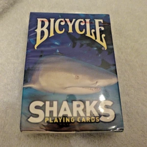 New Bicycle Sharks Playing Cards Deck 2015 Retired Fun Facts Air Cushion Sealed - Picture 1 of 2