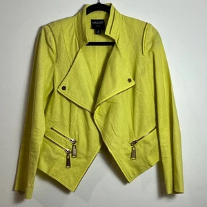 INSIGHT New York Leinen Blazer Gr. 10 neongelb Statement vorne offen Jacke - Bild 1 von 6