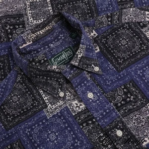 #1 MENSWEAR Gitman Vintage Indigo Multi Bandana Paisley Patchwork Shirt M NR USA - Picture 1 of 5