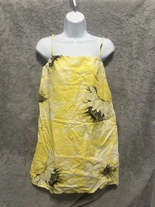 H&M Dress Womens Small Yellow Sunflower Linen Blend Square Neck Spaghetti Strap - Picture 1 of 11